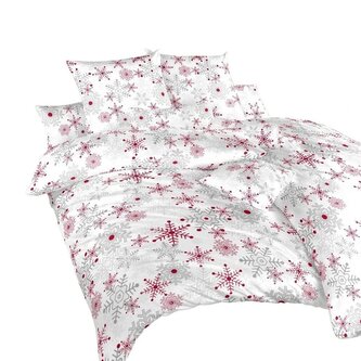 Dadka Povlečení flanel Vločky šedé 240x220, 2x70x90 cm