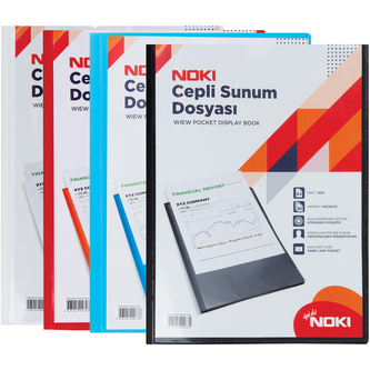 Noki, Katalogová kniha, 80 kapes, PP, A4, s přední kapsou, modrá