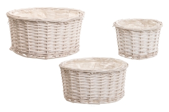 Proutěný košík Dora bílý, sada 3 ks