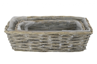 koš proutěný obdélník světle hnědý 2ks