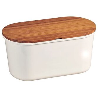 Chlebník s prkénkem, 37 x 18 x 21,5 cm, bambus/plast, bílý KESPER 58080