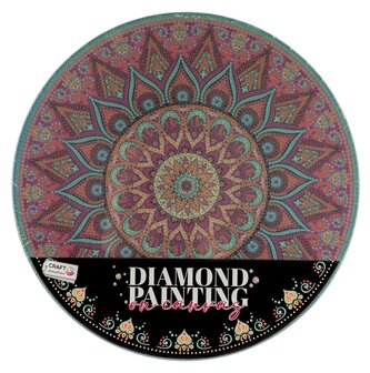 Diamantový obrázek na plátně, kulatý 30 cm - mandala, zelená květina Diamantový obrázek na plátně, kulatý 30 cm - mandala, zelená květina