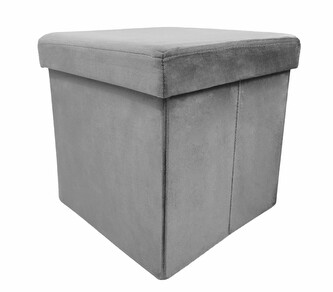 Taburet Skora sametově šedý