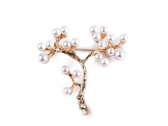 Brož větvička - 1 ks - 1 perlová