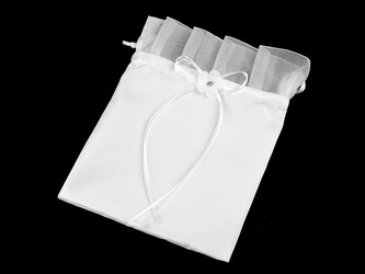 Saténová kabelka pompadour pro družičky - 1 ks - 2 bílá květ