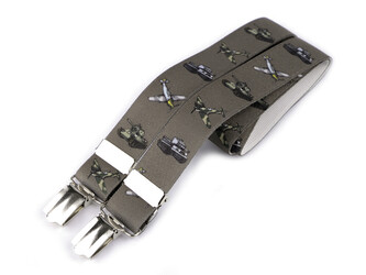 Dětské šle smajlík, postavičky, zvířátka, auta - 1 ks - 25 zelená khaki army