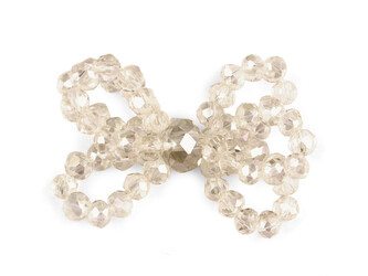 Mašlička z broušených skleněných korálků Hand made - 1 ks - 2 béžová světlá