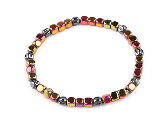 Náramek pružný hematitový - 1 ks - 2 multikolor