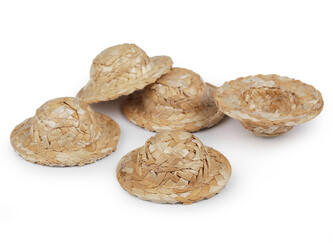 Mini slaměný klobouček pro postavičky a dekorace - 5 ks - přírodní sv.