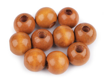 Dřevěné korálky Ø22-25 mm - 10 ks - 5 (Ø22-25 mm) hnědá koňak