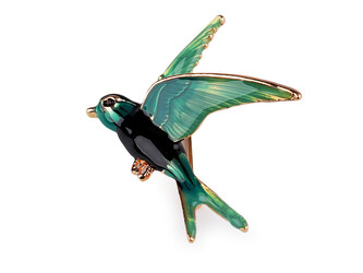 Brož ptáček - 1 ks - 3 modrá tyrkys