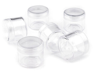 Plastová dóza 3,2x3,8 cm šroubovací - 12 ks - transparent