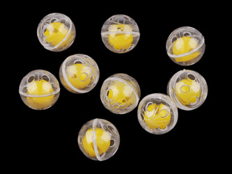 Chrastítko kulička Ø25 mm - 50 ks - transparent žlutá