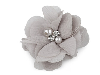 Květ Ø5 cm s kamínky - 10 ks - 12 šedá světlá
