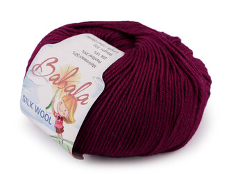 Pletací vlněná, hedvábná příze Babala 50 g - 1 ks - 7 (013) vínová