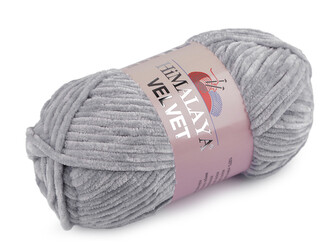 Pletací žinylková příze Velvet 100 g - 1 ks - 12 (90051) šedá světlá