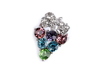 Brož s broušenými kamínky - 1 ks - 1 multikolor hrozny