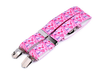 Dětské šle smajlík, postavičky, zvířátka, auta - 1 ks - 24 růžová srdce