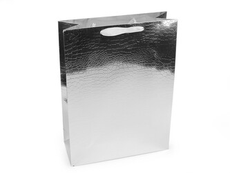 Dárková taška metalická - 12 ks - 1 stříbrná