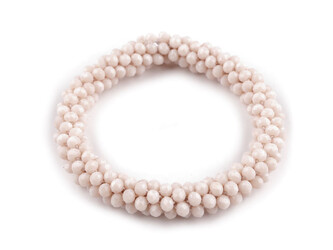Náramek / gumička z broušených korálků - 1 ks - 25 pudrová světlá