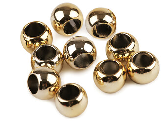 Plastové korálky Metalic s velkým průvlekem 8x10 mm - 100 ks - 4 zlatá
