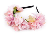 Čelenka do vlasů s květy - 1 ks - 1 pudrová