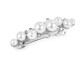 Francouzská spona do vlasů s perlami a broušenými kamínky - 1 ks - 1 perlová platina