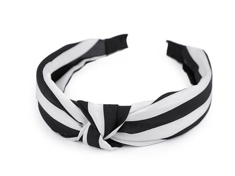 Široká čelenka do vlasů s uzlem pruhovaná - 12 ks - 3 černá