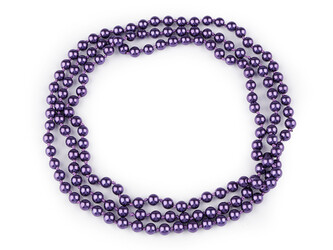 Perlový náhrdelník dlouhý, retro - 1 ks - 7 fialová