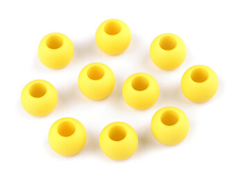 Plastové korálky matné s velkým průvlekem 10x12 mm - 700 ks - 24 (1) žlutá