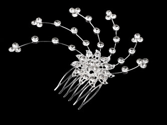 Hřeben do vlasů s broušenými kamínky hand made - 1 ks - crystal