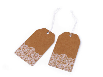 Papírová visačka / jmenovka s potiskem 50x90 mm - 100 ks - 1 hnědá přírodní krajka Papírová visačka / jmenovka s potiskem 50x90 mm - 100 ks - 1 hnědá přírodní krajka