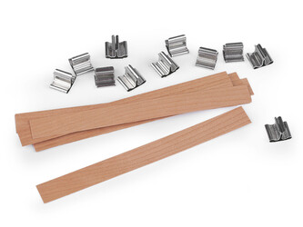 Dřevěný knot na svíčky s držákem 1,5x15 cm - 10 ks - hnědá přírodní