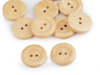 Dřevěný knoflík dvoudírkový velikost 20", 24", 28", 30", 32" - 200 ks - 1 28" přírodní sv.