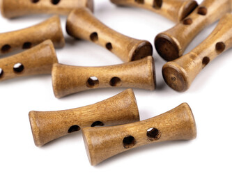 Dřevěný knoflík podlouhlý 35 mm - 500 ks - 4 hnědá přírodní