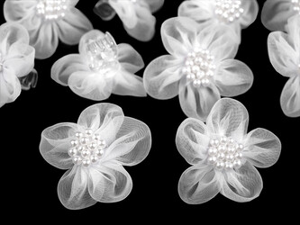 Skřipec do vlasů s květem - 10 ks - 1 Ø3,5 cm bílá