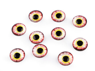 Skleněné oči k nalepení Ø10 a 12 mm - 10 ks - 5 (12 mm) béžová nejsv. růžová