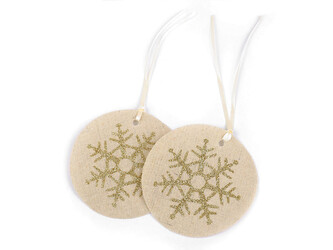 Vánoční visačka Merry Christmas, vločka Ø10 cm - 6 ks - 1 režná vločka