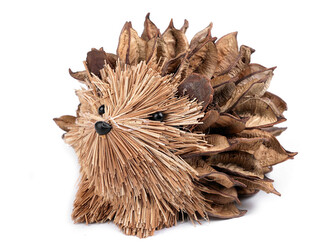 Ježek z přírodního materiálu hand made - 1 ks - přírodní stř.