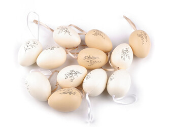 Velikonoční vajíčka k zavěšení - 12 ks - přírodní sv.