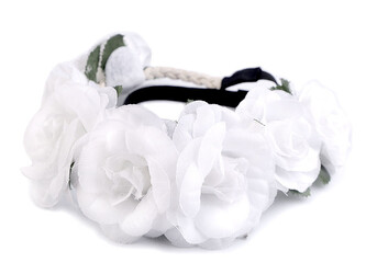 Pružná čelenka do vlasů s květy - 1 ks - 1 bílá