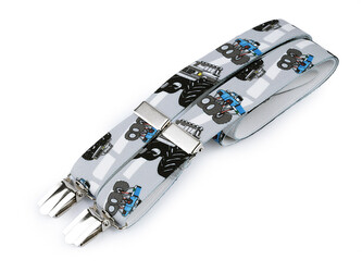 Dětské šle smajlík, postavičky, zvířátka, auta - 1 ks - 23 šedá nejsvětlejší náklaďák