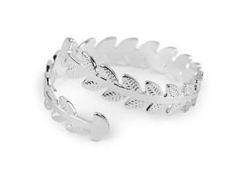 Kovový kroužek na ubrousek lístečky - 10 ks - 1 stříbrná