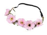 Pružná čelenka do vlasů s květy - 20 ks - růžová sv.