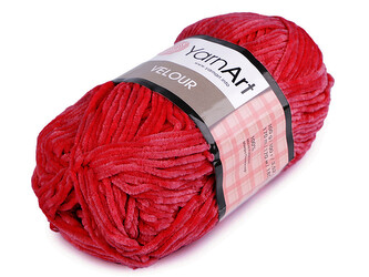 Pletací žinylková příze Velour 100 g - 1 ks - 12 (846) červená