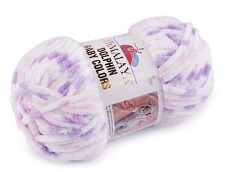 Pletací žinylková příze Dolphin Baby Colors 100 g - 1 ks - 1 (80410) bílá fialová