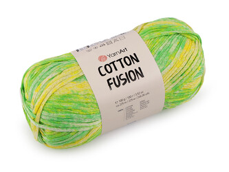 Bavlněná pletací příze Cotton Fusion 100 g - 1 ks - 4 (3644) zelená sv. žlutá