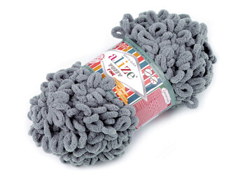 Pletací příze Alize Puffy Fine 100 g - 1 ks - 14 (343) šedá