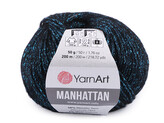 Pletací příze Manhattan 50 g - 1 ks - 10 (908) černá tyrkysová tmavá
