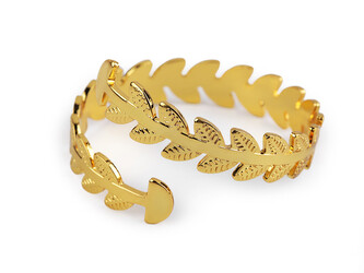 Kovový kroužek na ubrousek lístečky - 10 ks - 2 zlatá